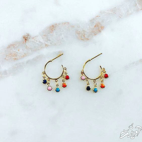 گوشواره حلقه ای دخترانه  گوشواره حلقه ای